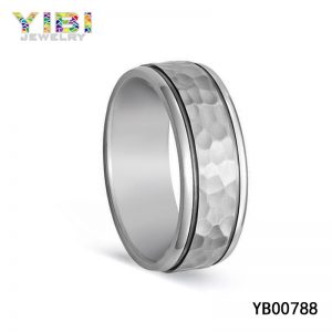 High-Quality Hammered Titanium Ring