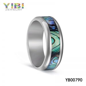 Titanium Abalone Shell Ring with High Polished Edges