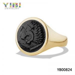 Gold Plated Surgical Stainless Steel Signet Ring