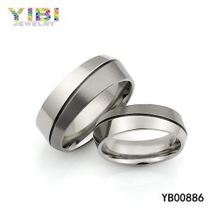 Offset Triangular Titanium Ring with Classic Groove