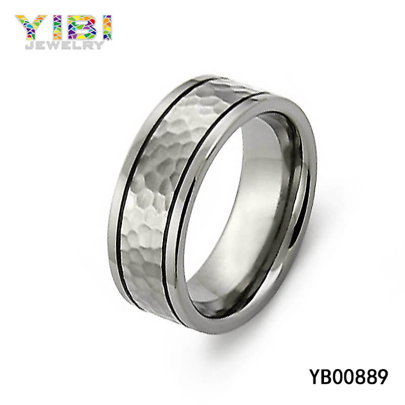 High-Quality Hammered Titanium Ring