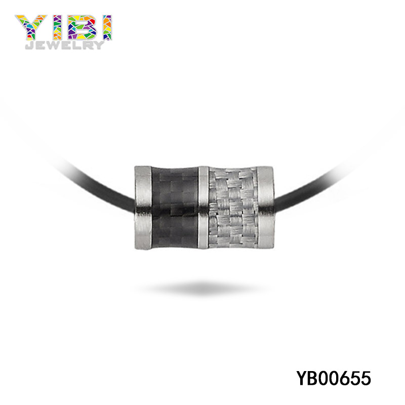 High Quality Stainless Steel Pendants with Carbon Fiber Inlay