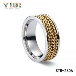 Surgical Stainless Steel Chain Ring with Gold Plated