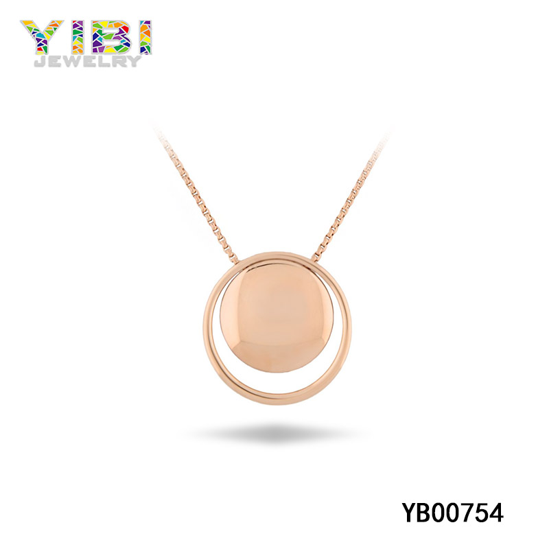 Simple Circle Stainless Steel Pendant Rose Gold Plated