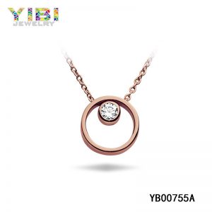 316L Stainless Steel Round Shape Pendant Rose Gold Plated