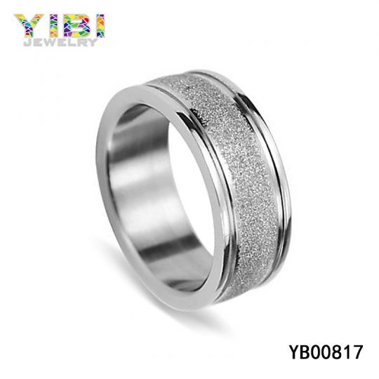 Simple Stainless Steel Sandblasted Ring Manufacturer 