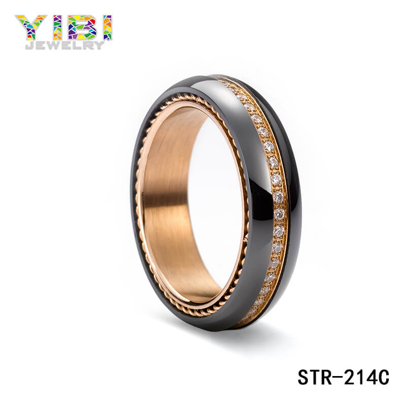 Quality 316L Stainless Steel Ring With CZ Inlay